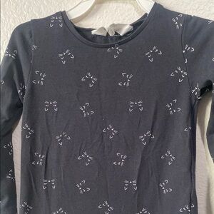H&M Kids Long Sleeve Shirt - Dark Gray with Cat Print